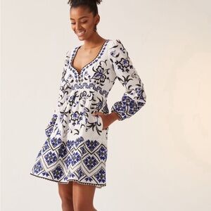 Anthropologie sweetheart embroidered mini dress